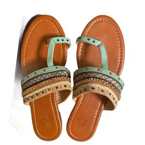 Cute light blue fashion sequin sandals Sz 8 by aloha island